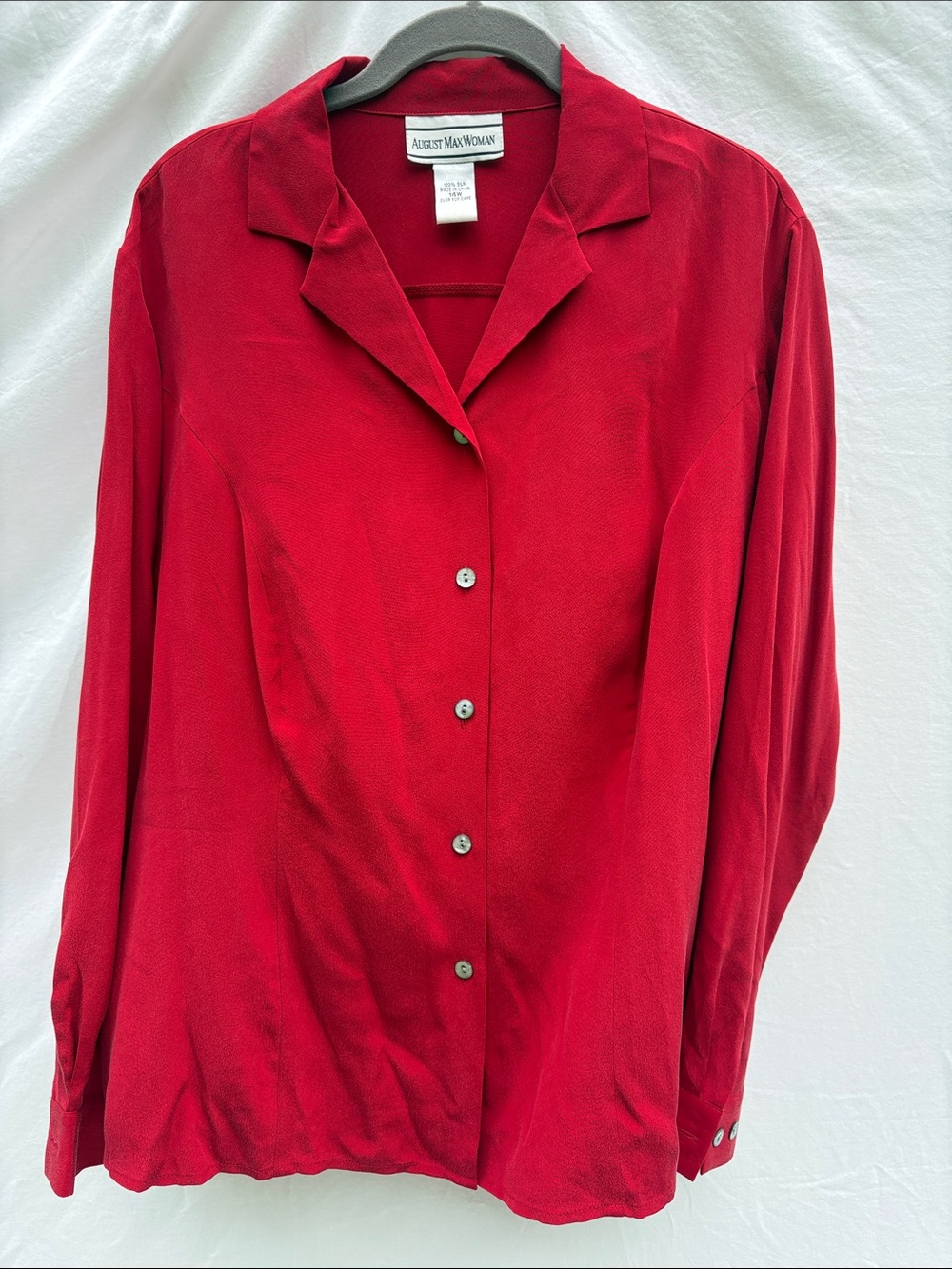 August Max Woman Crimson Red Button-Down Shirt